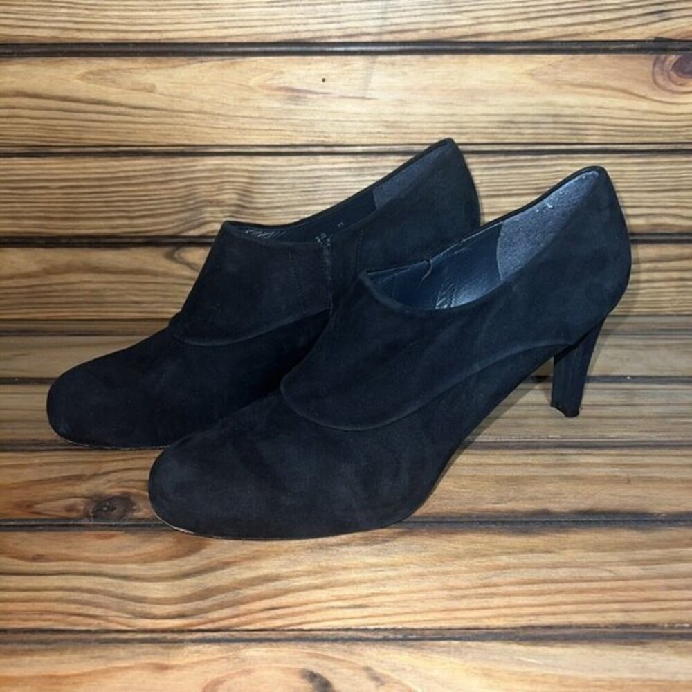Stuart Weitzman‎ Black Suede Heels Womens Size 10 M Leather Sole Round Toe - Picture 4 of 9